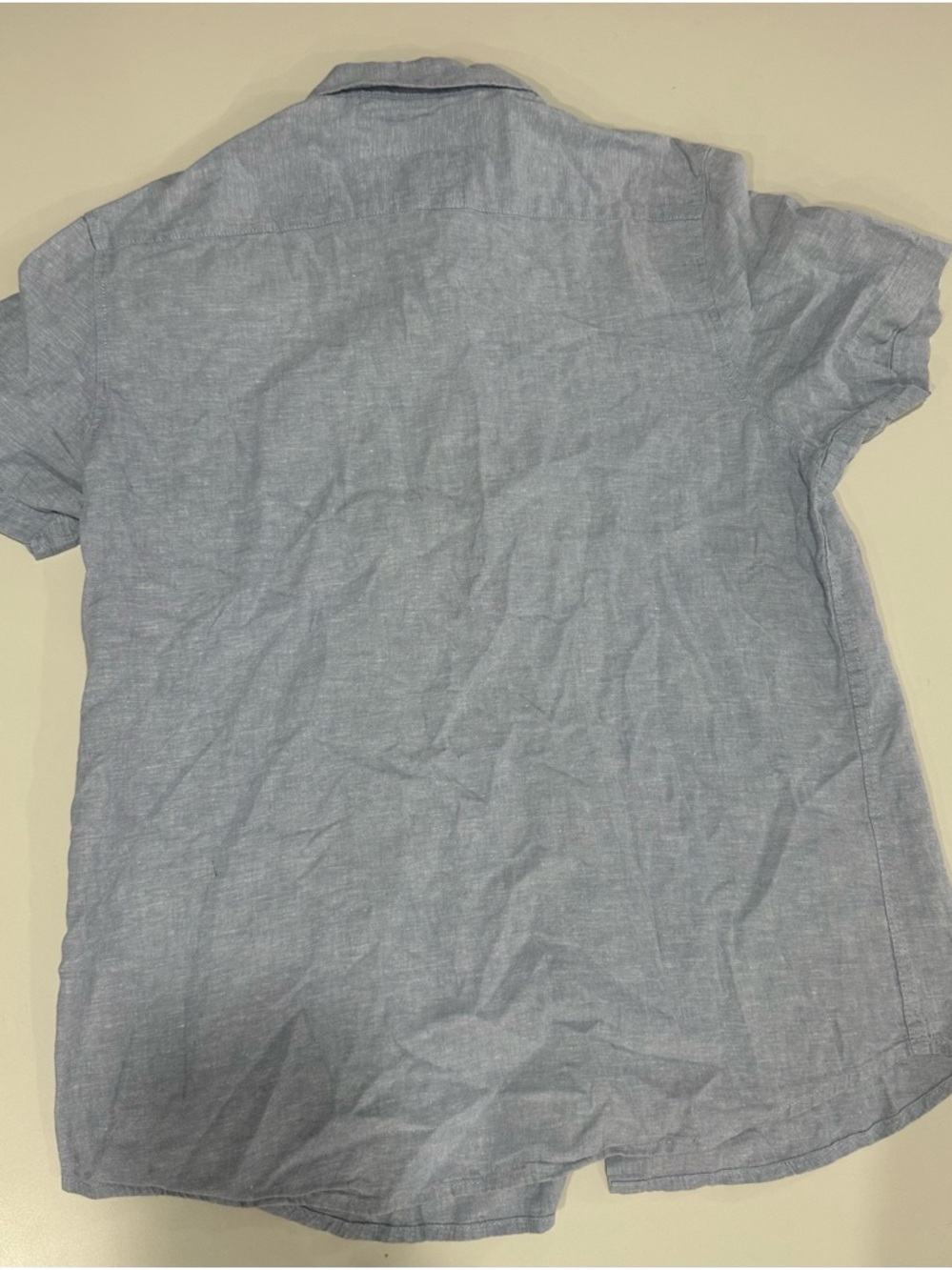 Tenth+Ocean Men's Light Blue Short-Sleeve Button-Down Shirt - Casual Linen Blend - Picture 2 of 4